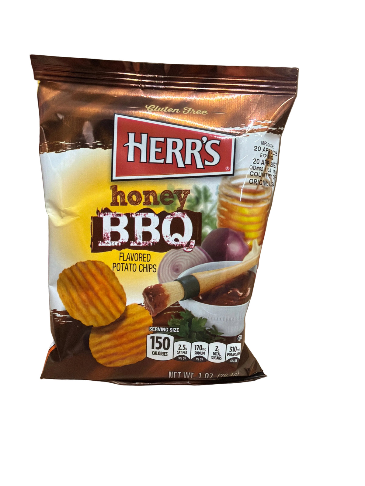 Herr’s Honey BBQ potato chips 28g