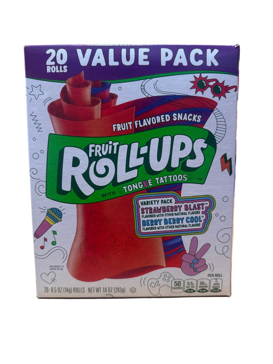 Fruit Roll-Ups Variety Pack, Strawberry Blast and Berry Berry Cool: Value pack (20 rolls)