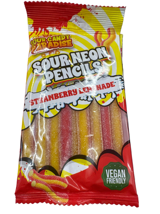 Candy paradise sour neon pencils strawberry lemonade