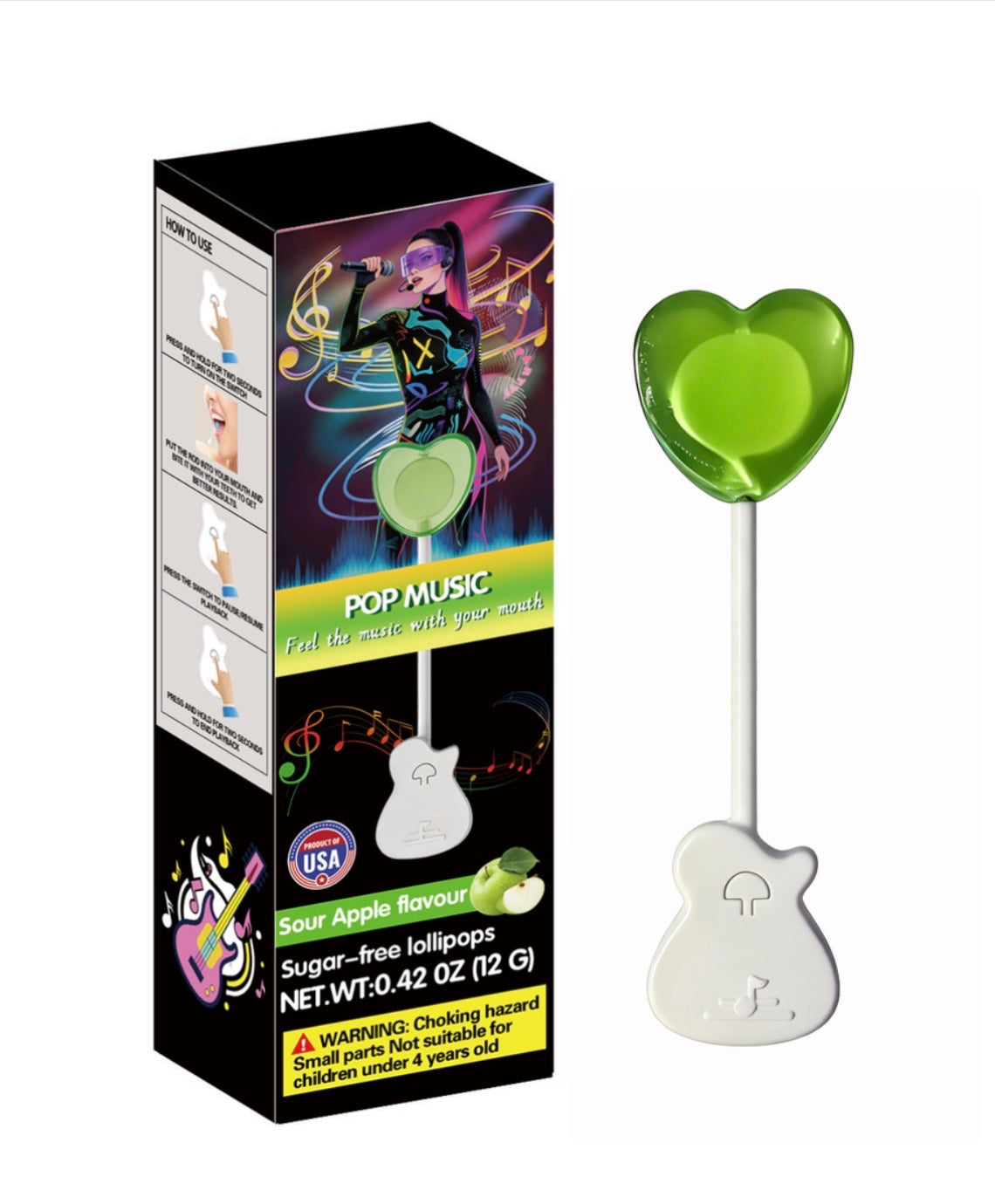 Music Lolly Sour Apple Flavour