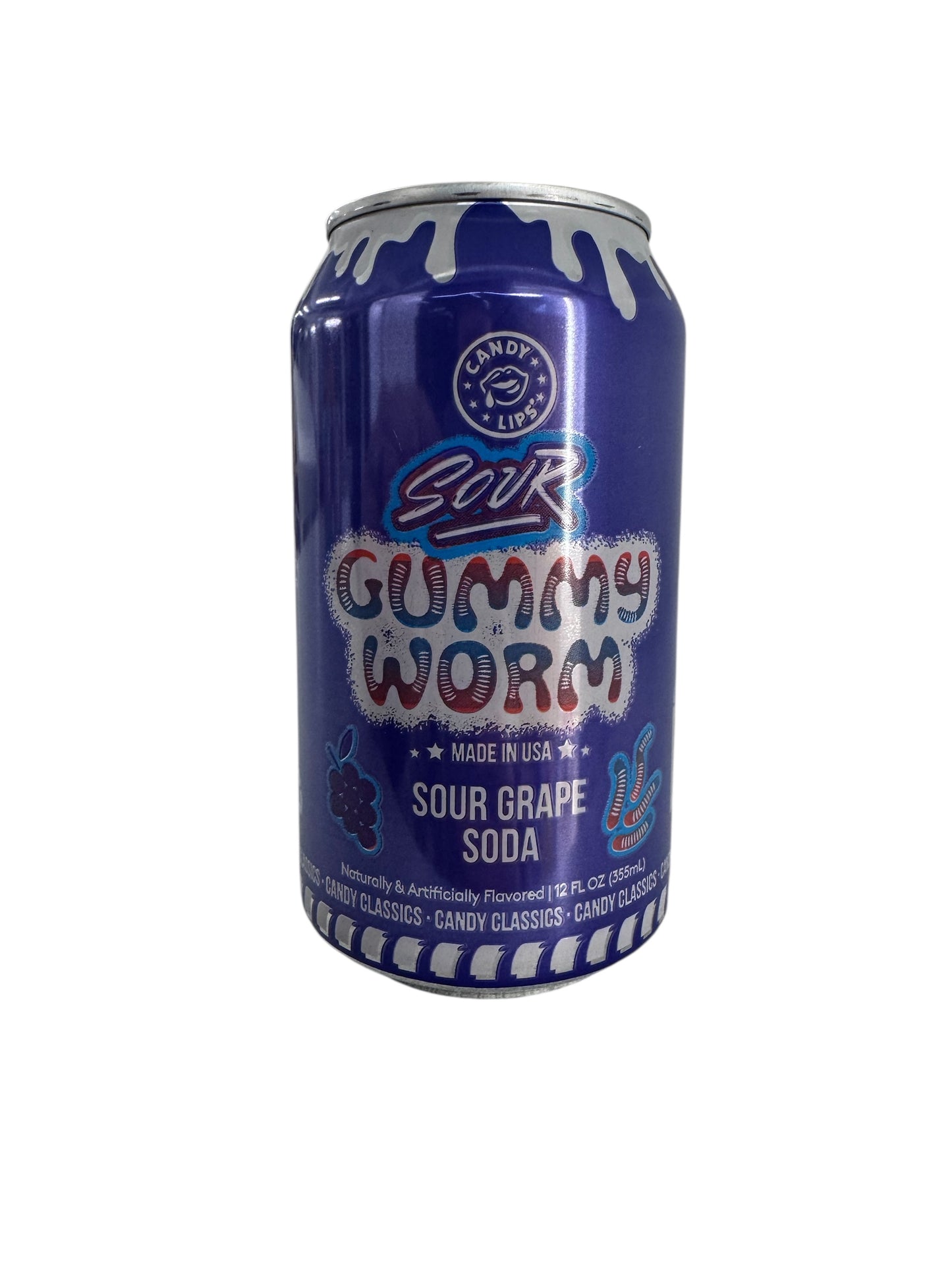 Candy Lips Sour Gummy Worm - Sour Grape Soda