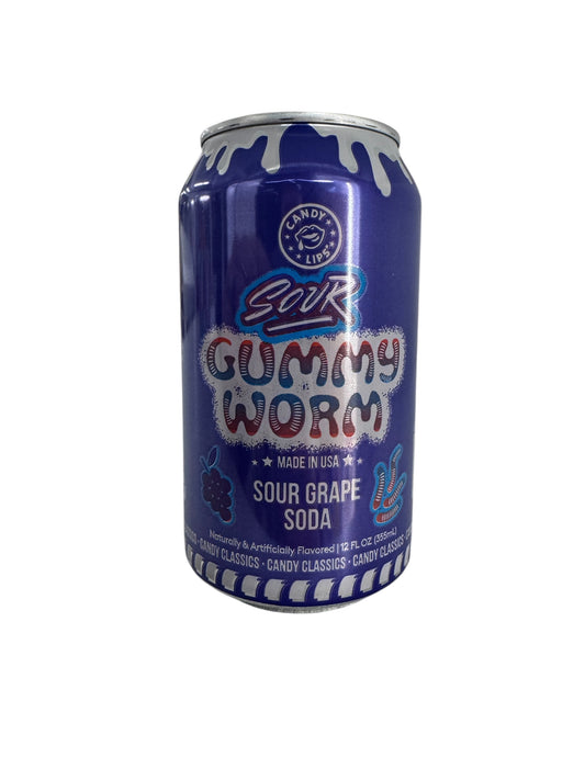 Candy Lips Sour Gummy Worm - Sour Grape Soda