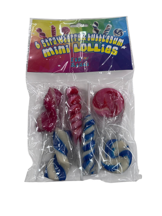 6 Strawberry & Bubblegum Mini Lollies (ST)